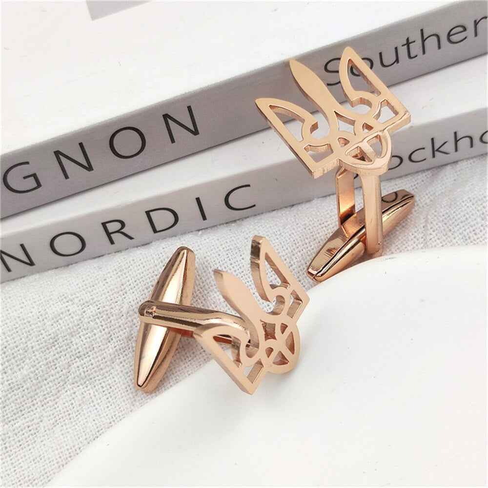 Solidarity With Ukrainian Tryzub Cufflinks - Rose Gold