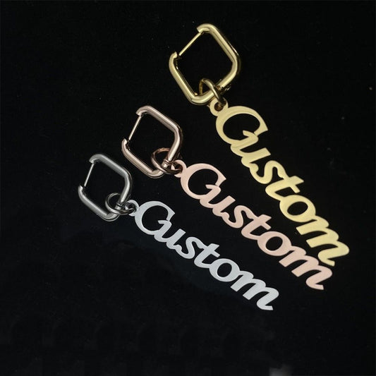Square Personalized Earrings with Name