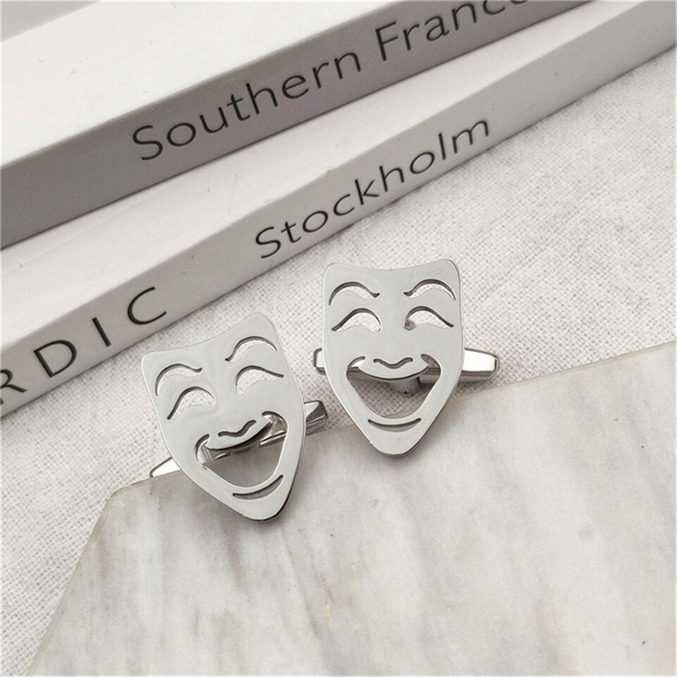 Theatre Mask Cufflinks - Silver