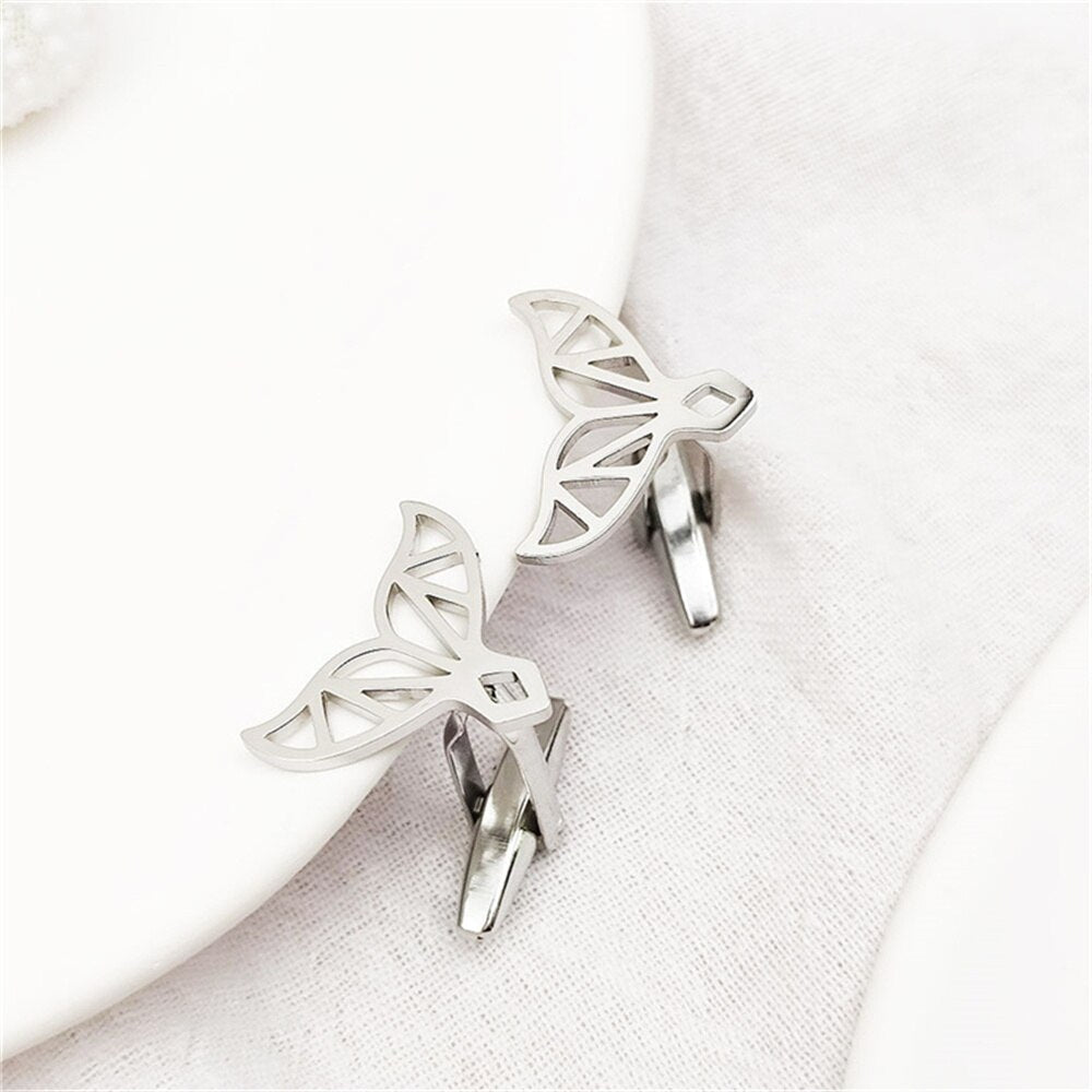 Whale Tail Origami Cufflinks - Silver